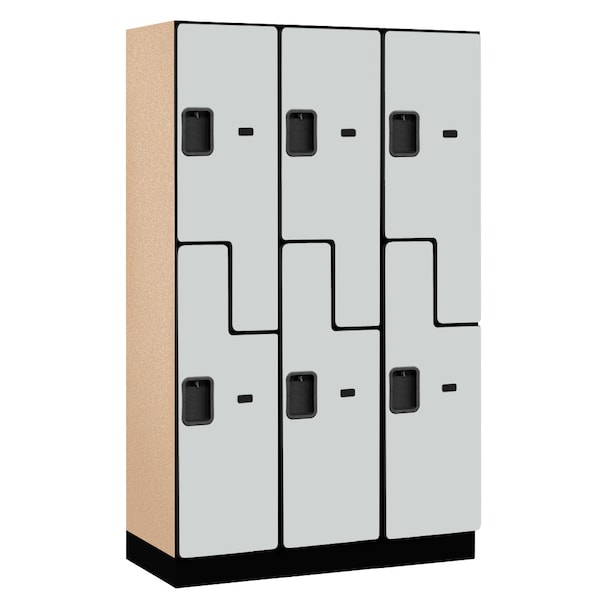 Wardrobe Locker, 45" W, 18" D, 76" H, (3) Wide, (6) Openings, Gray